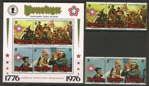 Penrhyn  79- 80d MNH American Bicentennial w Sov. Sheet