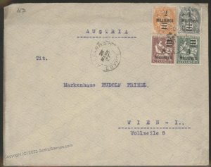 France Offices Egypt 1927 Alexandria Cover Vienna Austria G112529