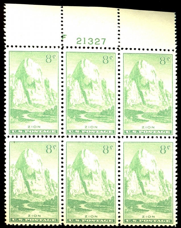 U.S. #747 MINT PL# BLOCK OF 6 OG NH