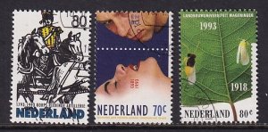 Netherlands   #825-827  cancelled  1993 first aid  horse artillery  university