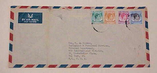 SINGAPORE  1949 COVER #26 cat.$27.50 to new york