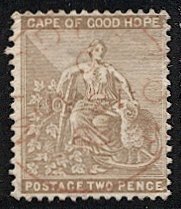 CAPE OF GOOD HOPE 1884 Sc 44a  2d Hope Used VF,  Red MIDDLETON postmark/cancel