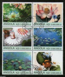 Angola 2000 Lotus Flower Tree Plant Orchid Flora Setenant BLK/6 Cancelled #13510