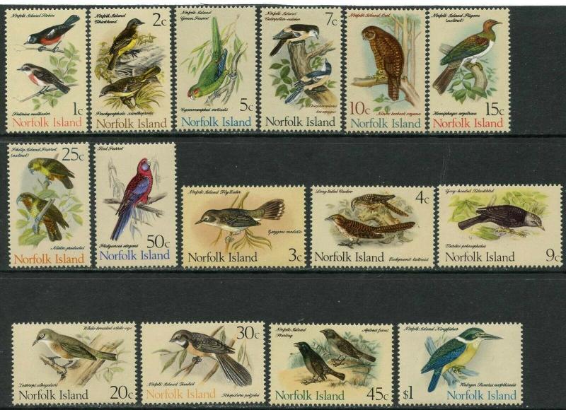 NORFOLK IS. Sc#126-140 1970-1971 Birds Definitives Complete Mint VLH