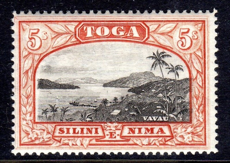 TONGA +  1943 +  SG 82 + 5/-   +    Lightly Hinged + cv£18.00