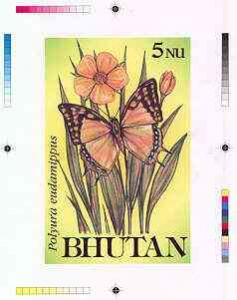 Bhutan 1990 Butterflies - Intermediate stage computer-gen...