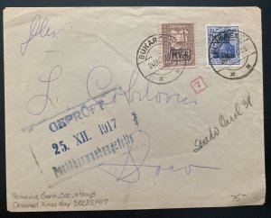 1917 Bucarest Romania German Occupation Censored Mixed Franking Cover