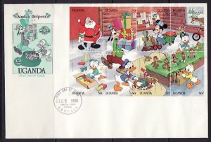 Uganda, Scott cat. 648. Disney`s Mickey Mouse`s Birthday. First day cover.