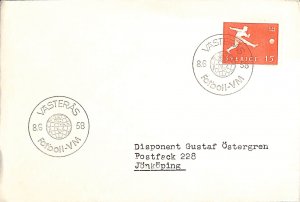 Sweden Scott 524 Soccer World Cup 1958 football postmark Västerås 1