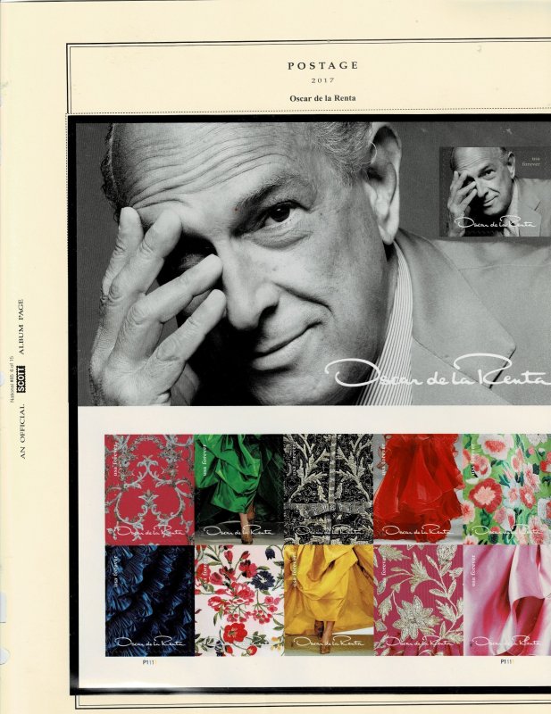 Oscar de la Rente Fashion Forever US Postage Sheet #5173 VF MNH