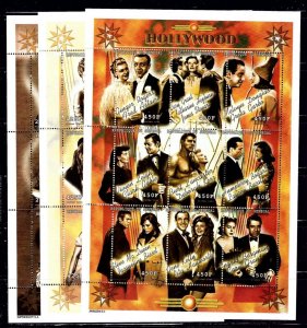 Senegal 1423-25 MNH 1999 Movie Stars 3 sheets of 9 (BB)(ha1584)