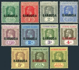 Barbuda 1-11, hinged. Michel 1-11. George V, 1922. Leeward Islands overprinted.