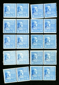 US Stamps # 845 F-VF OG NH Lot of 10 Line Pairs Catalog Value $275.00