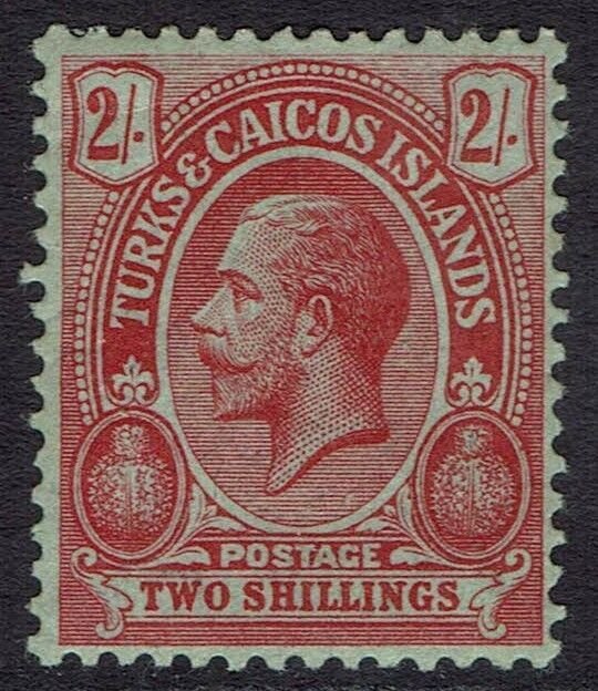 TURKS & CAICOS 1913 KGV CACTUS 2/- WMK MULTI CROWN CA