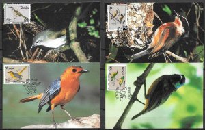 VENDA SOUTH AFRICA STAMPS 1991, SET OF 4 MAXI CARDS MC MAXIMUM CARDS BIRDS