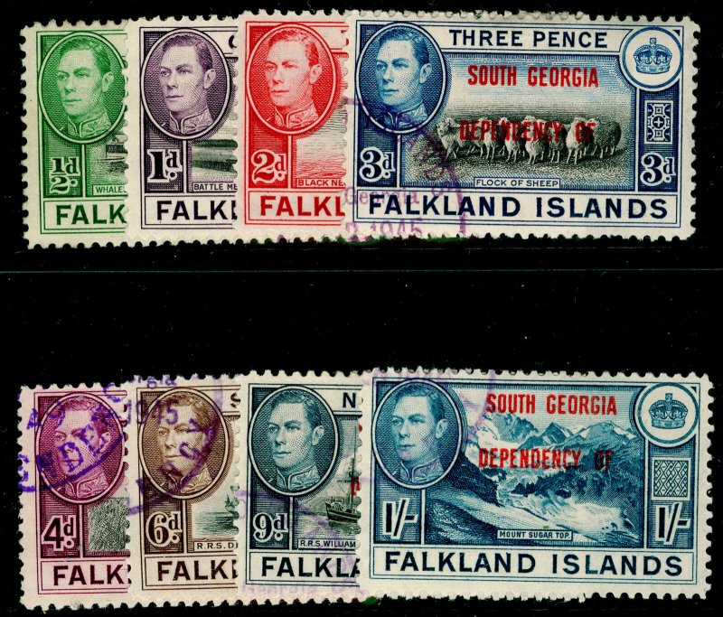 FALKLAND ISLANDS SGB1-B8, COMPLETE SET, FINE USED. Cat £11.