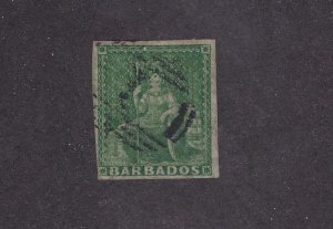 BARBADOS # 5a VF-BRITANNIA LIGHT USED IMPERF CAT VALUE $125