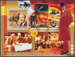 Sao Tome & Principe 2008 MNH Cars Stamps Henry Ford Model T 100th Anniv 1v S/S