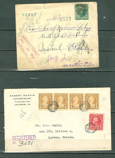 US LOT of (4) EARLY COVERS incl. (2) REGISTERED