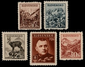 ✔️ SLOVAKIA 1943 - TISO FLORA FAUNA NO WATERMARK - SC.84/88 MNH OG [SK068YC]
