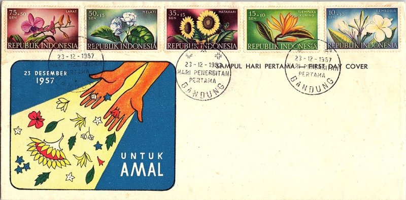 Indonesia, Worldwide First Day Cover, Flowers