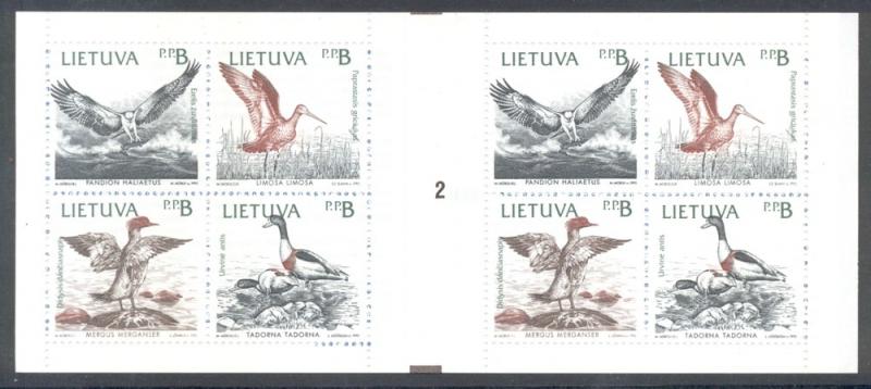 Lithuania Sc 427-30 1992 Baltic Birds stamp booklet mint NH