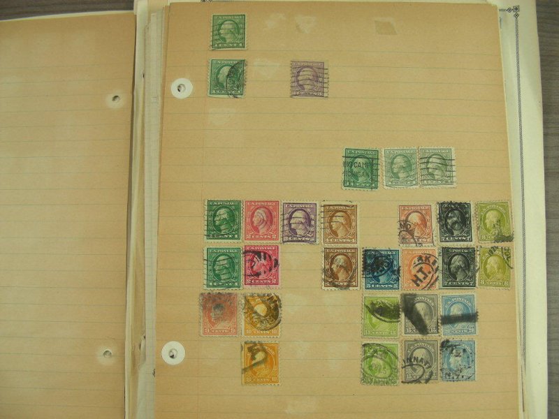 US, 100s of Stamps & a few Covers  mostly hinged on pages