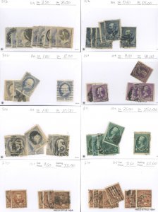 U.S. #212, 219, 221, 211, 270 SET OF USED STAMPS/MIXED CONDITION