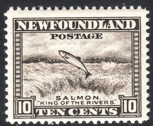 1941-44 Newfoundland Canada Jumping Salmon 10¢ MNH perf 12½ Sc# 260 CV: $1.75