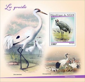 NIGER - 2022 - Cranes - Perf Souv Sheet - Mint Never Hinged