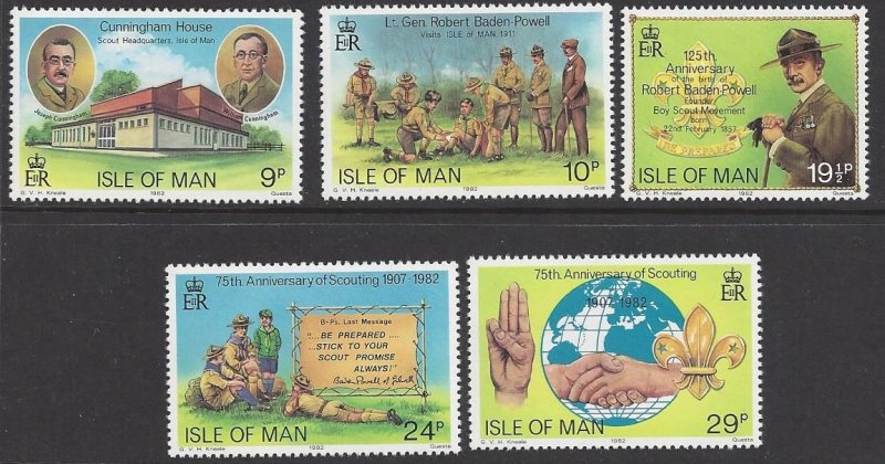 Isle of Man #207-11 MNH set, Scouting year, Issued 1982