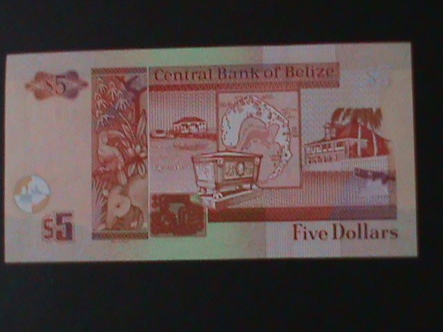 BELIZE-2011-CENTRAL BANK $5 DOLLAR.UNCIRULATED NOTE-VF WE SHIP TO WORLDWIDE