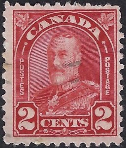 Canada #165 2¢ King George V (1930). Deep red. Fine centering. Used.
