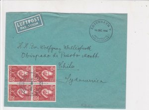 Denmark 1946 Copenhagen Cancels Airmail 4x Stamps Cover to Chile Ref 25587