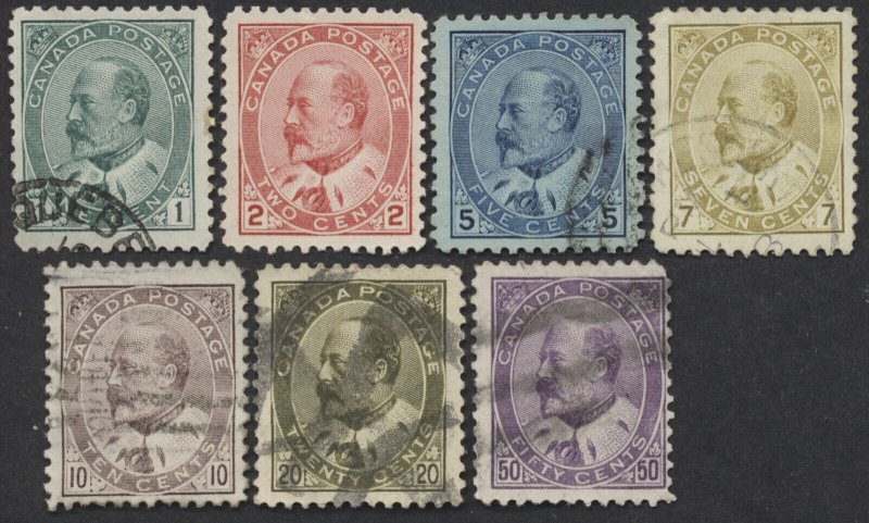 Canada #89-95 Edward VII Used Set of 7 Mostly Fine or Better