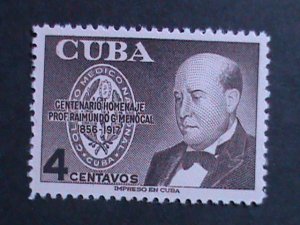 ​CUBA 1956 SC#561 CENTENARY BIRTH-RAIMUNDO G. MENOCAL  MNH-OG-VF--67 YEARS OLD