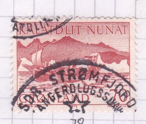 Greenland 1971 STROMFJORD POSTMARK on Umiak boat 70o VGC