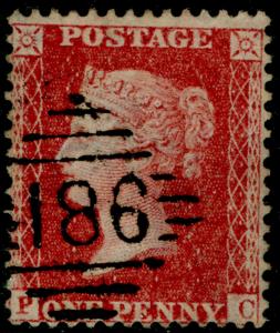 SG38, 1d pale red, LC14, FINE USED. Cat £35. IRELAND. PC