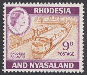 Rhodesia & Nyasaland Sc# 164A MH 1962 9p Railroad Trains