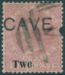 Ceylon 1888 SG205 TWO on 4c rose QV torn CAVE private ovpt FU (amd)