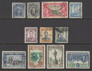 Southern Rhodesia Sc 5,26,38,49,51,54,60,61,62,63,64 used. 1924-43 issues, 11 di