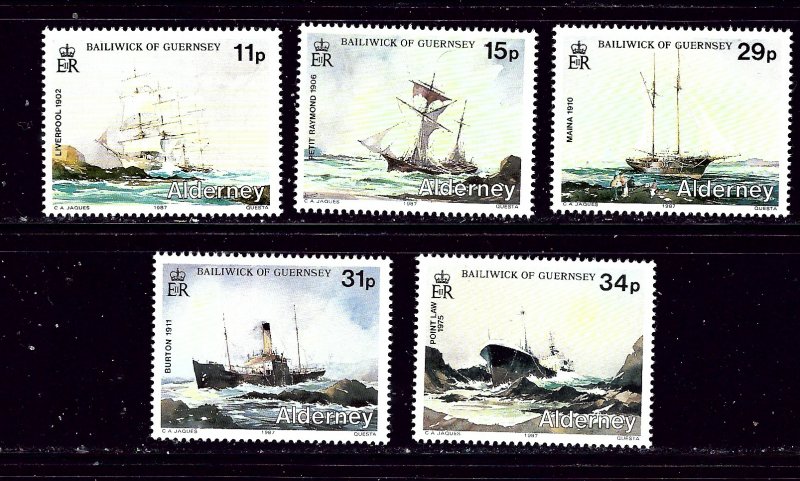 Guernsey-Alderney 32-36 MNH 1987 Shipwrecks