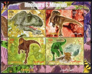 Somalia 2004 DINOSAURS & MINERALS Sheetlet  (4) Perforated MNH