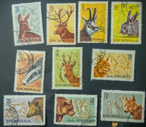 Romania #1425-1434 USED set mammals