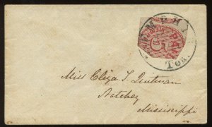 Confederate States 56X2 Memphis Provisional Used on Small Cover BZ1543