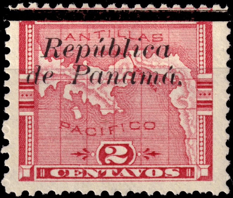 PANAMA - 1903 - Mi.34.V - 2c rose-red O/P REPUBLICA DE PANAMA t.V - MOGH