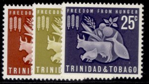 TRINIDAD & TOBAGO QEII SG305-307, 1963 freedom from hunger set, LH MINT. 