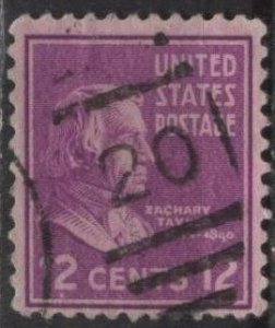 US 817 (used) 12¢ Zachary Taylor, brt violet (1938)