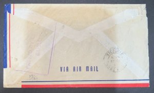 1940 Bahrain Airmail Cover Trans Pacific to Fullenton CA USA BOAC HK Censor