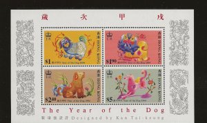 Thematic stamps HONG KONG 1994 Year of the  Dog  miniature sheet sg.MS770 MNH